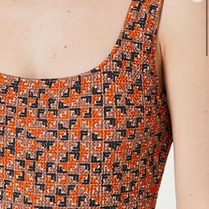 Fendi Orange and Black Patterned One Piece Swimsuit